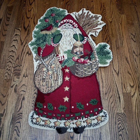 Holiday Father Christmas Santa Embroidered Needlepoint...